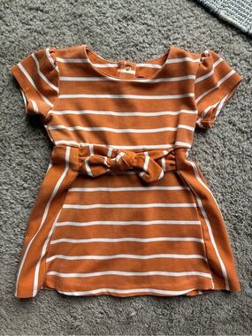 Habitual Orange and White Striped Baby Dress with Bow